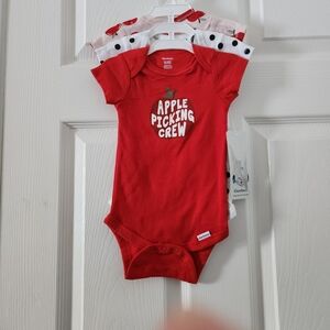 Gerber Red and White Apple Bodysuit Set